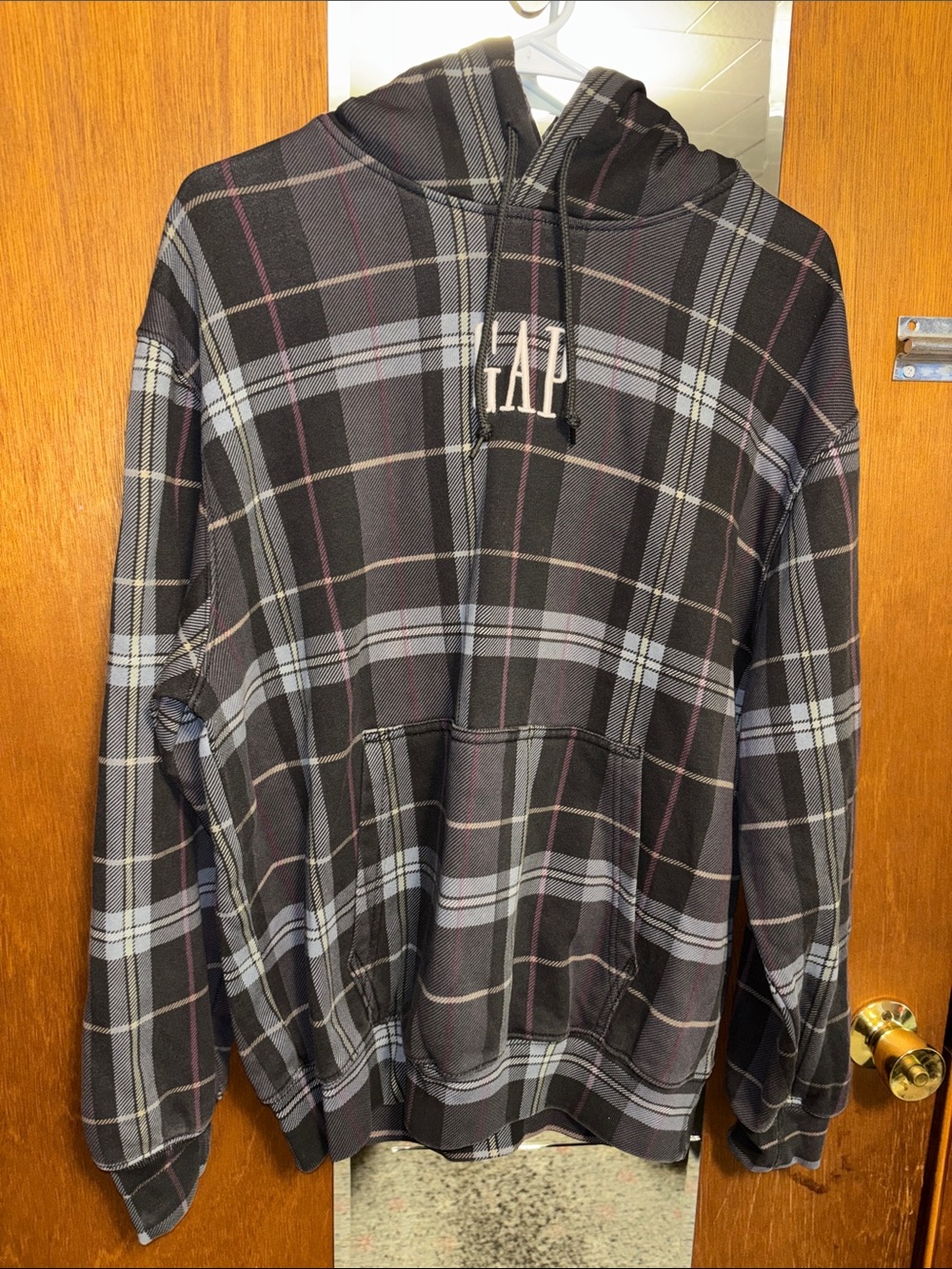 GAP Men's Plaid Pullover Hoodie